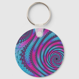 Magenta en Cyaan Spiraal Sleutelhanger
