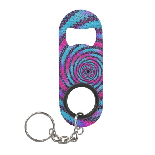 Magenta en Cyaan Spiral Mini Flessenopener (Voorkant)