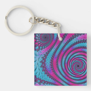 Magenta en Cyaan Spiral Sleutelhanger