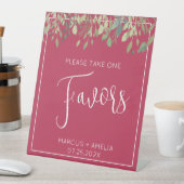 Magenta en Eucalyptus Weddenschappen Reclamebord Met Voetstuk (Insitu)