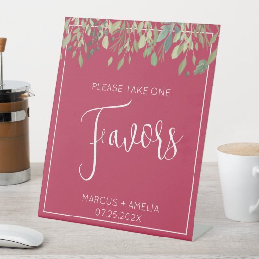 Magenta en Eucalyptus Weddenschappen Reclamebord Met Voetstuk (Insitu)