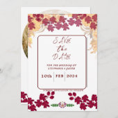 MAGENTA EN GEEL BLOEMIG BEWAREN DE DATUM KAART (Voorkant / Achterkant)