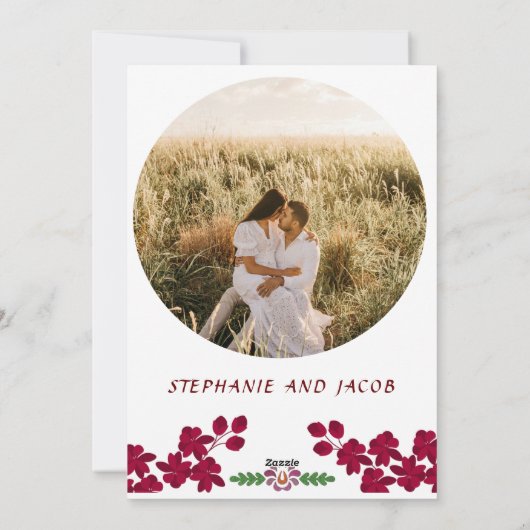 MAGENTA EN GEEL BLOEMIG BEWAREN DE DATUM KAART (Achterkant)