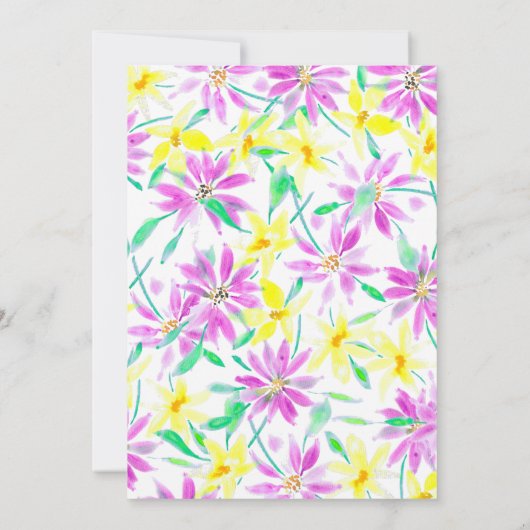 Magenta en Geel Waterverf Bloemen Afstuderen Kaart (Achterkant)