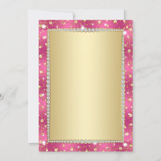 Magenta en Gold 50ste verjaardag uitnodigingen (Achterkant)