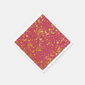 Magenta- en Gold Leaves Paper Servet (Hoek)