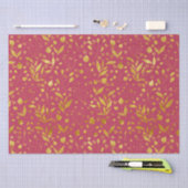 Magenta en Gold Leaves Tissuepapier (Craft)