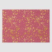 Magenta en Gold Leaves Tissuepapier (Voorkant)