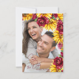 Magenta en Golden Yell Wedding Save the Date Kaart