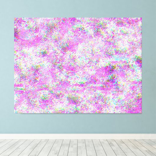 Magenta en golvende glitch canvas afdruk (Insitu (Houten vloer))