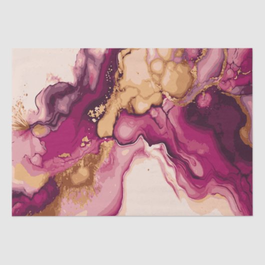 Magenta en Goud Aquarel Splash 7 Tissuepapier (Voorkant)