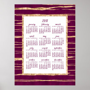 Magenta En Goud Folie Jaarlijkse 2017 Agenda Poste Poster