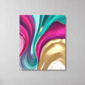 Magenta en gouden Abstracte Waterverf kunst Canvas Afdruk (Voorkant)