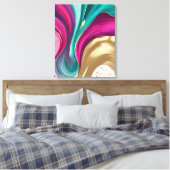 Magenta en gouden Abstracte Waterverf kunst Canvas Afdruk (Insitu (Slaapkamer))