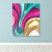 Magenta en gouden Abstracte Waterverf kunst Canvas Afdruk (Insitu (Houten vloer))