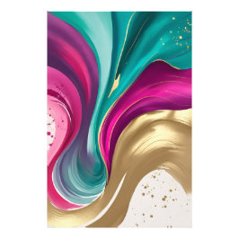 Magenta en gouden Abstracte Waterverf kunst Foto Afdruk