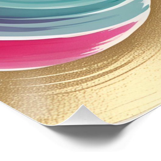 Magenta en gouden Abstracte Waterverf kunst Perfect Poster (Hoek)