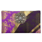 Magenta en  gouden damppatroon make-up tasje (achterkant)