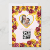 Magenta en Gouden Geel Afbeelding bruiloft Kaart (Achterkant)