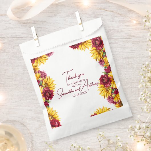 Magenta en Gouden Gele bruiloft Bedankzakje (Geknipt)