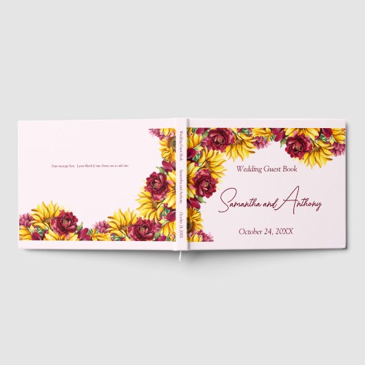 Magenta en Gouden Gele bruiloft Gastenboek (Volledig)
