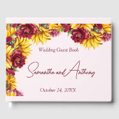 Magenta en Gouden Gele bruiloft Gastenboek (Voorkant)