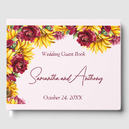 Magenta en Gouden Gele bruiloft Gastenboek