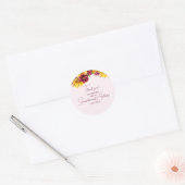 Magenta en Gouden Gele bruiloft Ronde Sticker (Envelop)