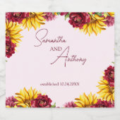 Magenta en Gouden Gele bruiloft Sparkling Wijnetiket (Enkel label)