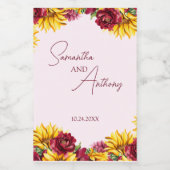 Magenta en Gouden Gele bruiloft Wijn Etiket (Enkel label)