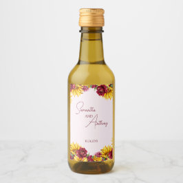 Magenta en Gouden Gele bruiloft Wijn Etiket