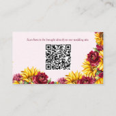 Magenta en Gouden Gele Huwelijk QR Code RSVP Visitekaartje (Achterkant)