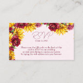 Magenta en Gouden Gele Huwelijk QR Code RSVP Visitekaartje (Voorkant)