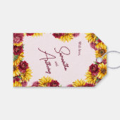 Magenta en goudgele trouwcadeaukaart cadeaulabel (Voorkant (Horizontaal))