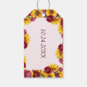 Magenta en goudgele trouwcadeaukaart cadeaulabel (Achterkant)