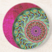 Magenta en Green Mandala Sandstone Onderzetter (Voorkant)