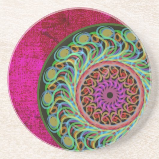 Magenta en Green Mandala Sandstone Onderzetter (Voorkant)