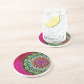 Magenta en Green Mandala Sandstone Onderzetter (Zijkant)