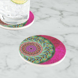 Magenta en Green Mandala Sandstone Onderzetter