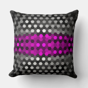 Magenta en grijze hexagons Patroon Kussen