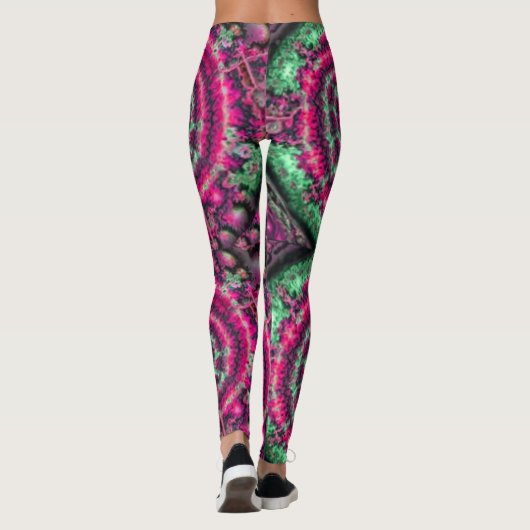 Magenta en groene caleidoscoop leggings (Achterkant)