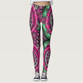 Magenta en groene caleidoscoop leggings