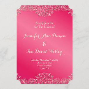 Magenta en Lace Wedding Invites Kaart