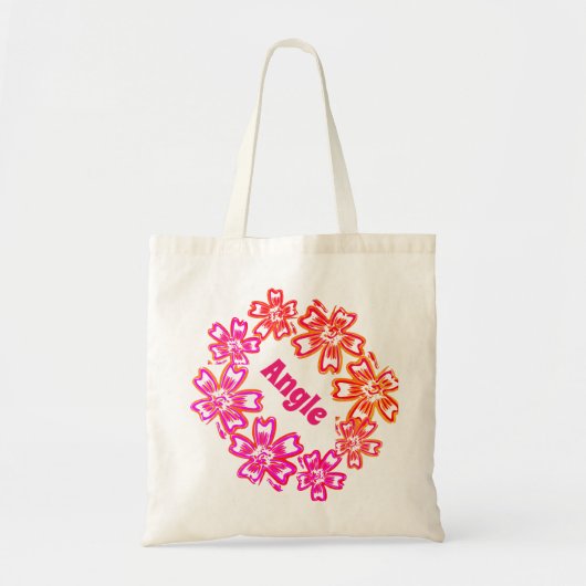 Magenta en oranje bloemontwerp personaliseren tote bag (Voorkant)