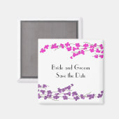 Magenta en Paarse bloesems Sla de datum op Magneet (Voorkant / Achterkant)