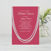 Magenta en Pearls Bridal Shower Uitnodiging (Staand voorkant)