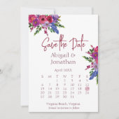 Magenta en Purple Flowers Greenery Floral Wedding Save The Date (Voorkant)