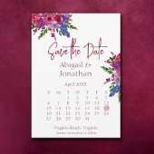 Magenta en Purple Flowers Greenery Floral Wedding Save The Date