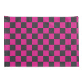 Magenta en rook schaakbordpatroon kussensloop (Achterkant-Rechts)