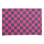 Magenta en rook schaakbordpatroon kussensloop (Voorkant-Rechts)